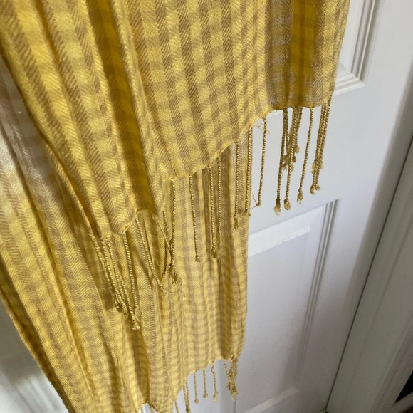 GAP ombré super soft scarf, beige/white/yellow check - Picture 5 of 5